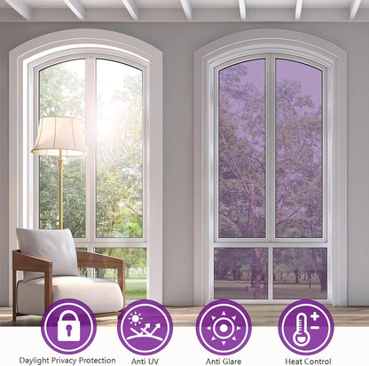 KESPEN Total Blackout Window Film Privacy Static Cling 100% Light Blocking Room Darkening Window Cover Heat Control Anti-UV Glass Sticker Window Tint for Home with Grid Line, 17.5 Inch X 6.5 Feet