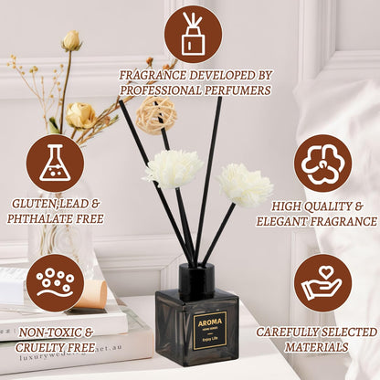 Reed Diffuser Set, 1.7 fl oz Scent Diffuser with Sticks, Jasmine Scent for Bathroom Accessories Shelf Decor, Air Fresheners for Home, Home Fragrance Products, House Office Room Decor Aesthetic Gift