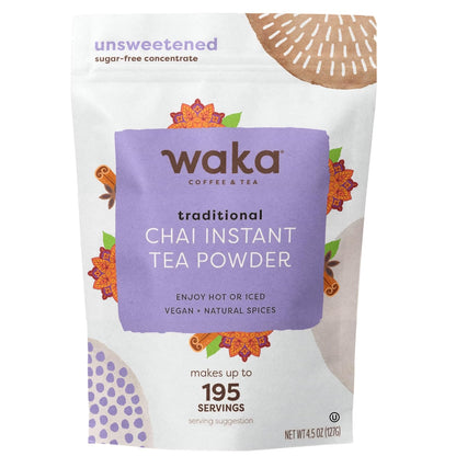 Waka Chai Powder Concentrate, Unsweetened Masala Chai, Sugar-Free, 4.5 oz
