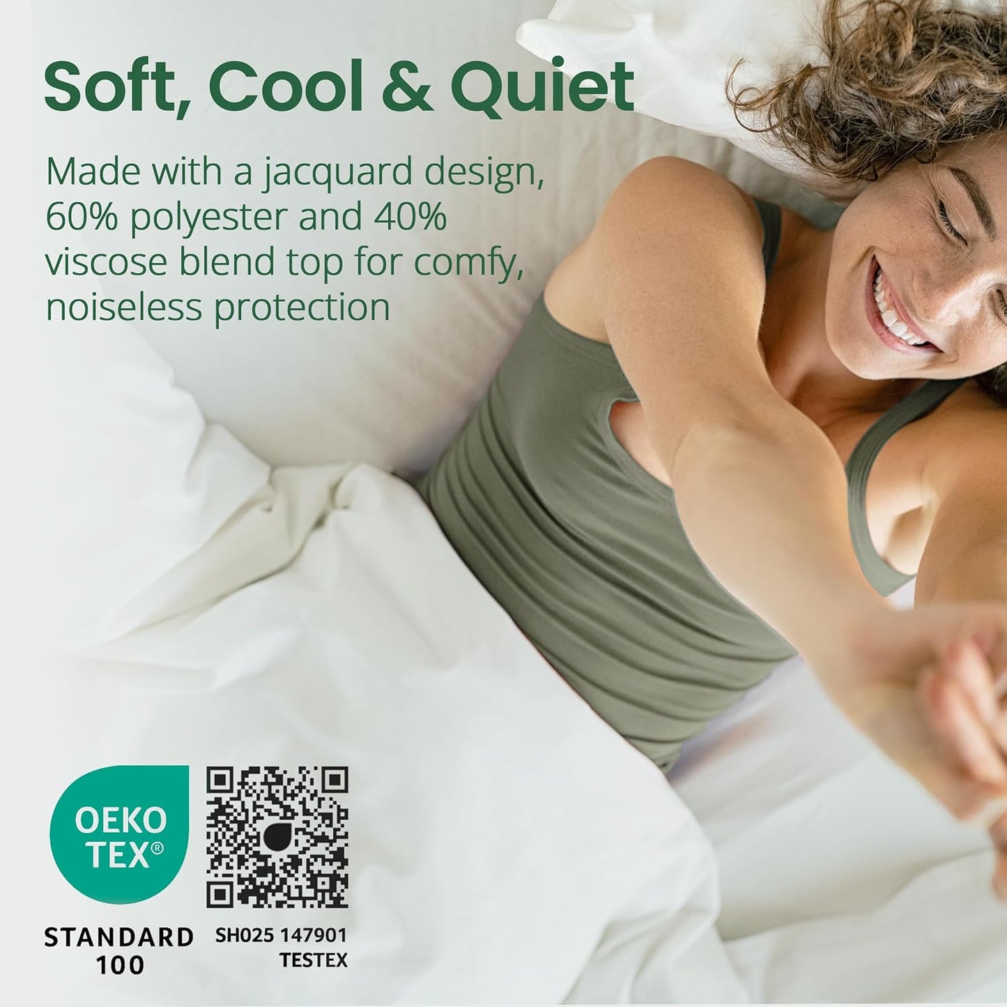 SafeRest Waterproof Queen Size Mattress Protector - Viscose Derived from Bamboo - Fitted with Stretchable Pockets - Machine Washable Viscose Blend Mattress Cover for Bed