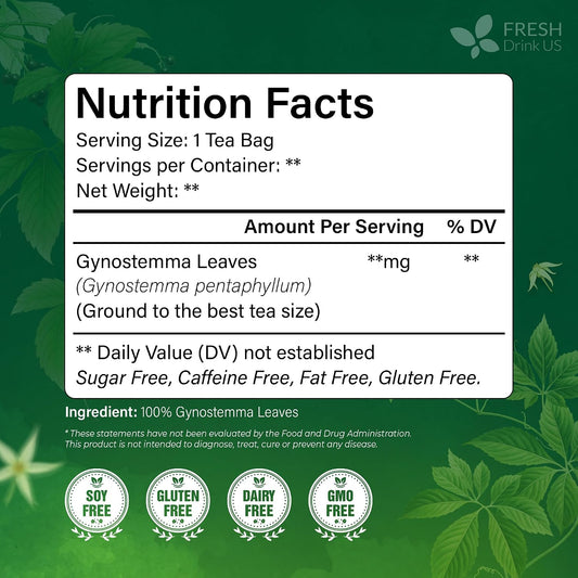 FreshDrinkUS, Premium Gynostemma Tea Bag, 75 Count, Pure, Caffeine Free