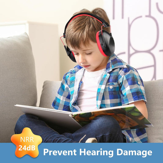 ProCase Kids Noise Cancelling Headphones, Kids Ear Protection Monster Jam Truck, Fireworks Hearing Protection Noise Reduction, Noise Canceling Earmuffs for Sensory Autism Toddler Children -Red