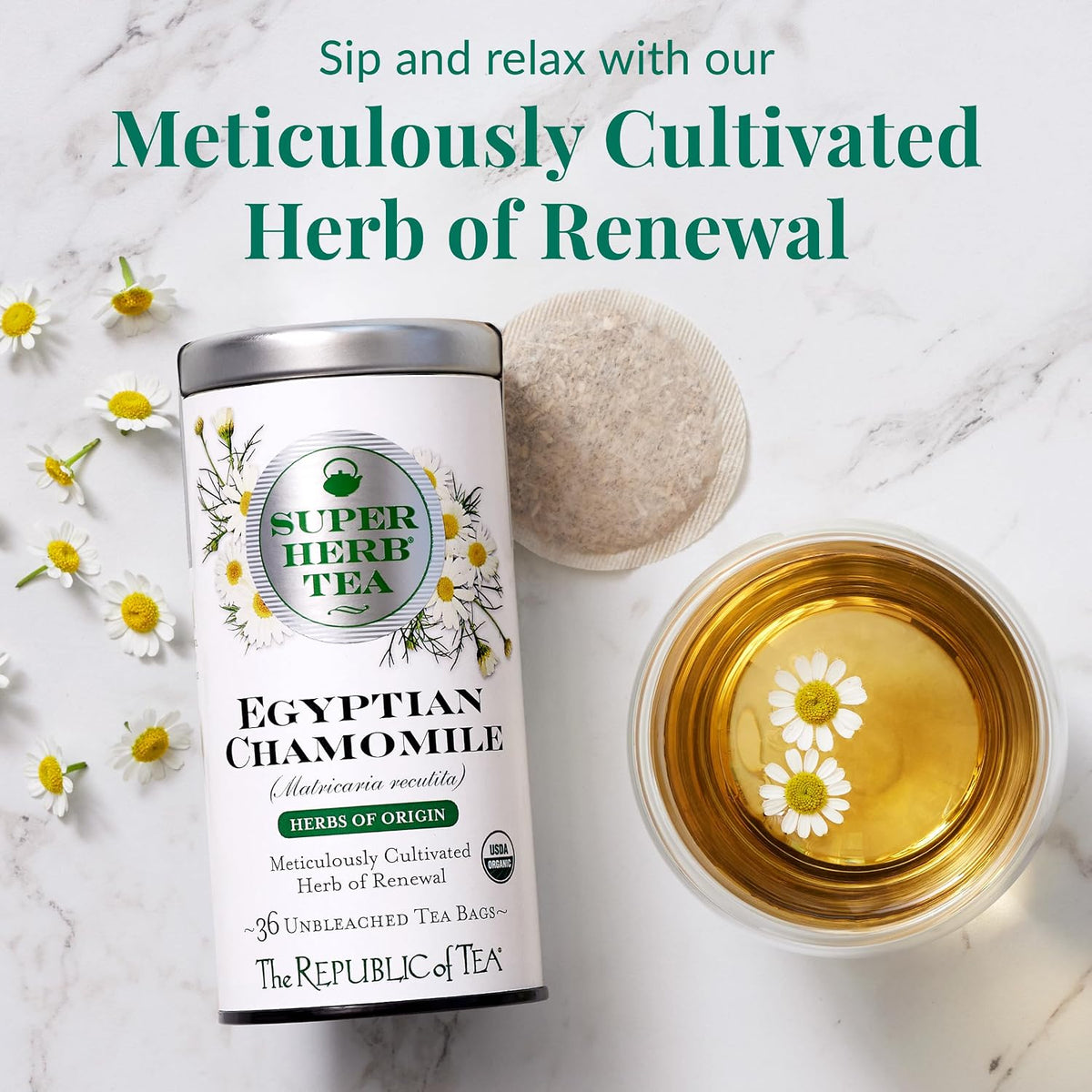 The Republic of Tea SuperHerb Organic Egyptian Chamomile Herbal Tea, 36 Ct
