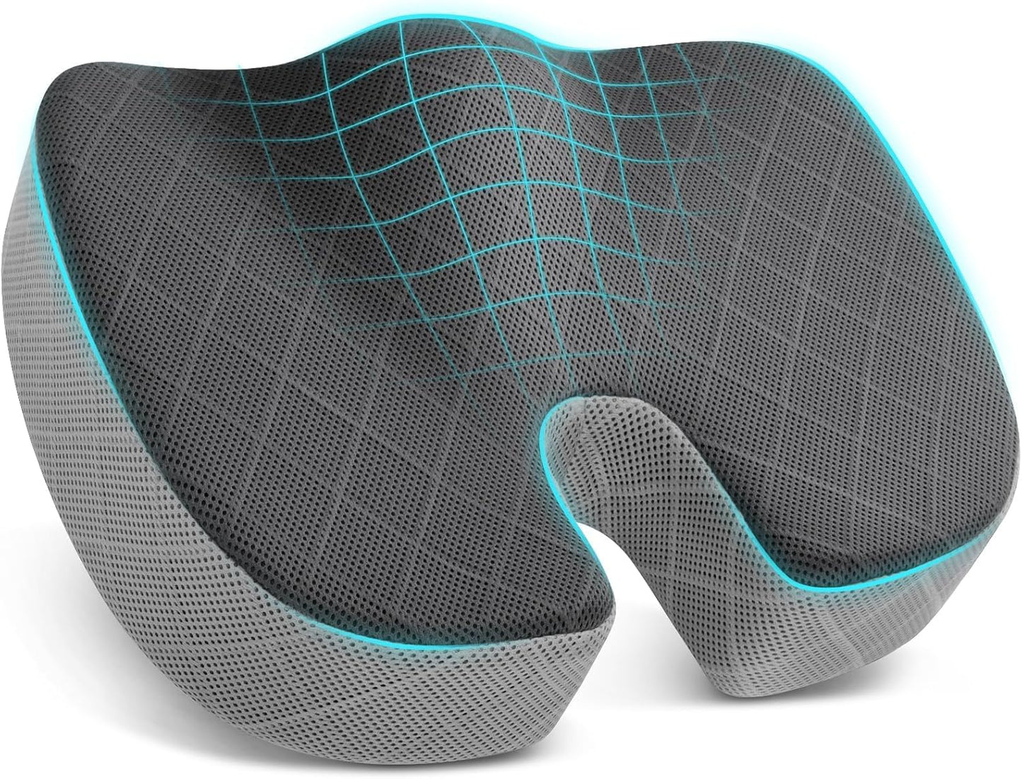 TushGuard Seat Cushion - Memory Foam Sitting Pillow for Office Chair, Car Seat, Airplane, Bleacher - Sciatica & Hip & Coccyx Pain Relief Desk Chair Cushion for Long Sitting Office Workers, Car Drivers