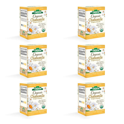 Tadin Organic Chamomile Lavender Tea, Caffeine Free Herbal Tea to Promote Serenity, 20 Tea Bags Per Box, Pack of 6