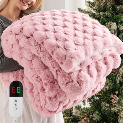 Homemate Electric Heated Blanket Twin - 62"x84" Heating Bed Blankets Throw with 10 Heating Levels 8 Hours Auto Off Fast Heating Over-Heated Protection Ultra Soft Warm Flannel ETL Certified Grey - Colors A