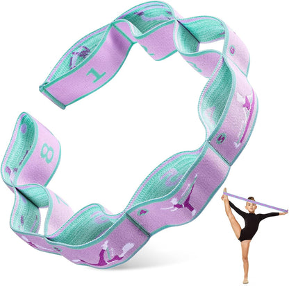 Stretch Strap for Kids Elastic Gymnastic Stretching Ballet Dance Band with 8 Loops Adjustable Exercise Training Resistance Strap for Children Stuff Pilates Latin Yoga Equipment