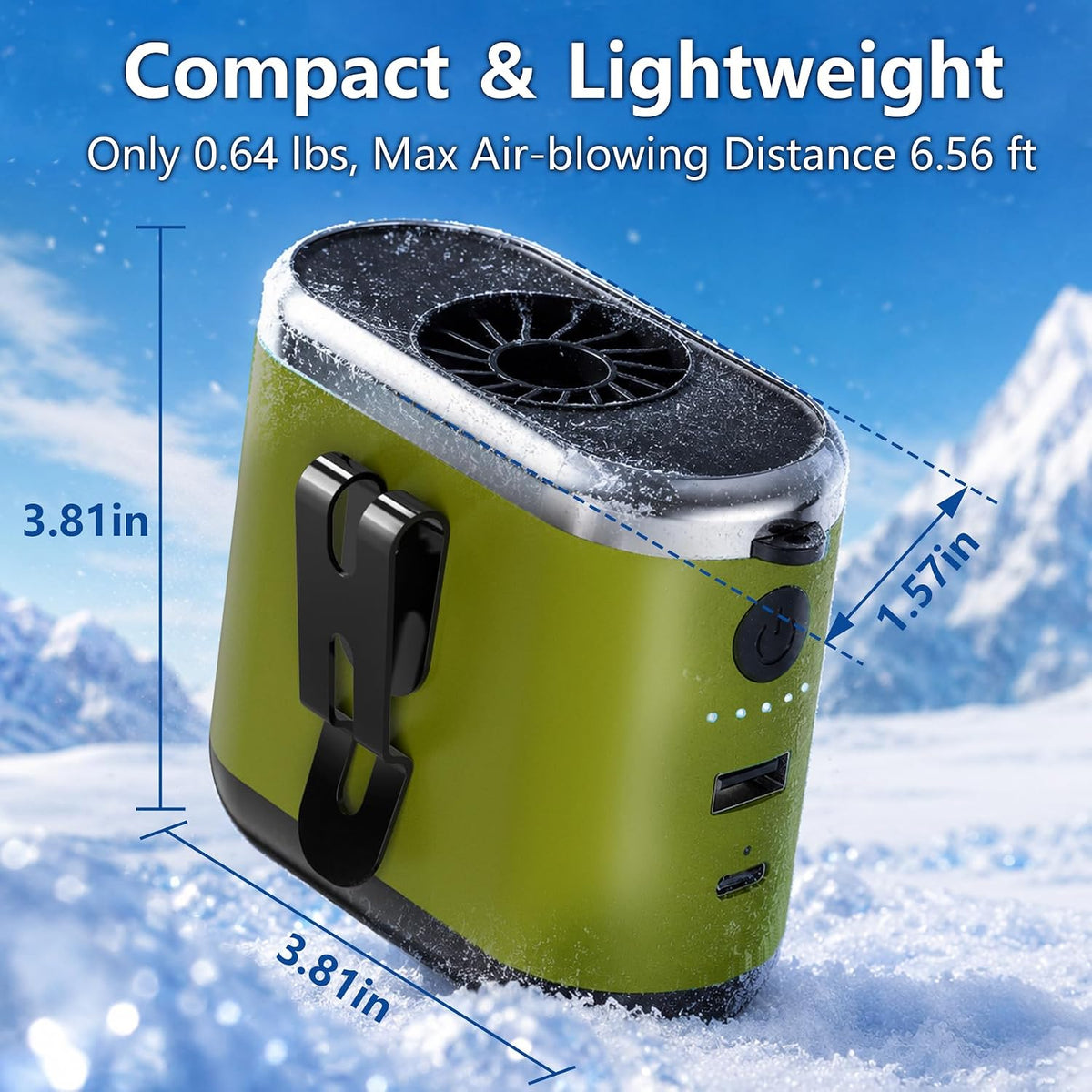 10000mAh Portable Waist Fan Clip On Rechargeable, Personal Wearable Belt Neck Fan with 5 Speeds & Flashlight, Hands-Free MAX 40H Work Time for Outside Jobsite Camping Travel (Black)
