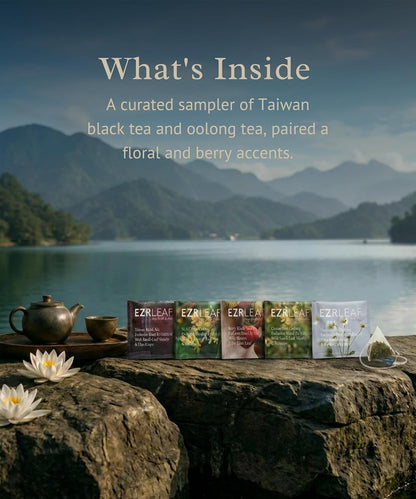 EZR LEAF Soft Wellness-Pura Caffeine-Free Herbal Tea Collection, 22ct Pyramid Tea Bags, Floral & Fruit Tea Gift Set with Lemon Verbena, Chamomile Mint, Dreamland & Roselle, Bedtime Tea Variety Gift Set, Premium Pyramid Tea Bags, Herbal Tea Gift Set