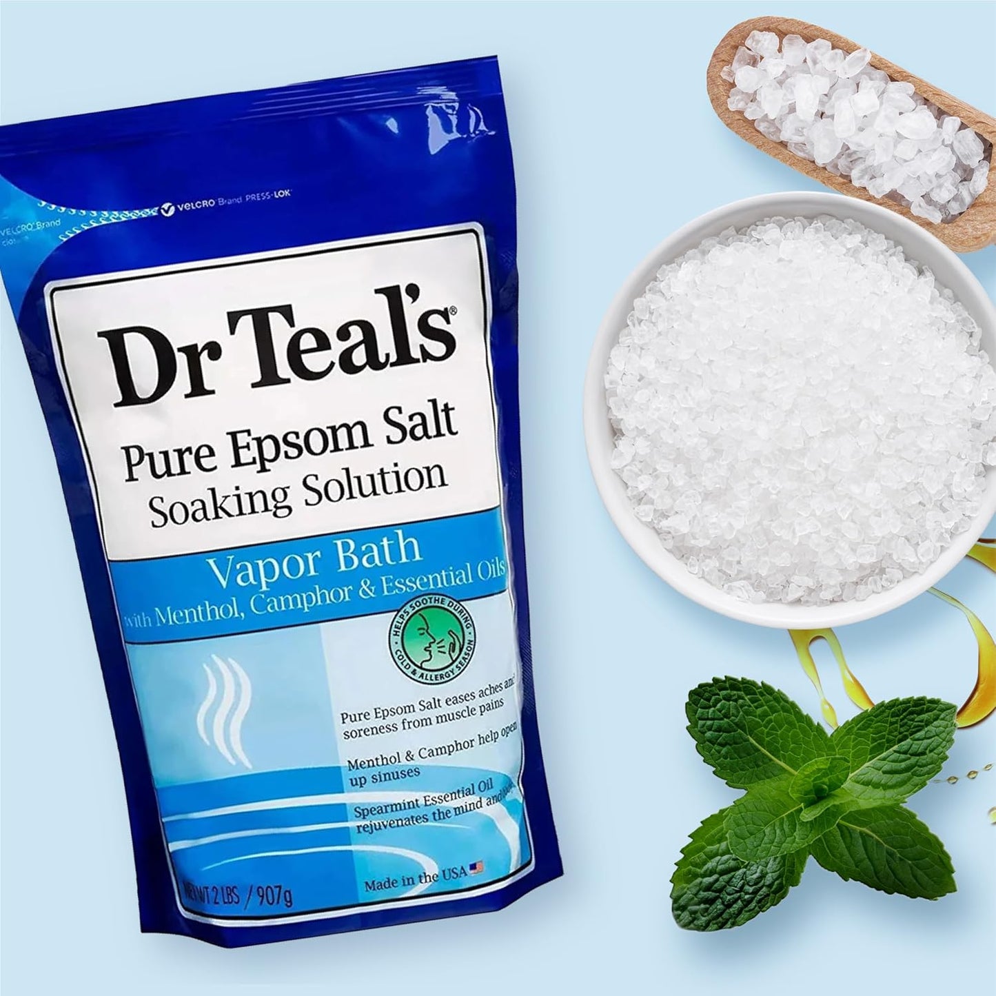 Dr Teal's Epsom Salt Bath Soaking Solution, Eucalyptus and Lavender, 2 Count, 3lb Bags - 6lbs Total