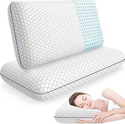 CushyOasis Memory Foam Pillows for Sleeping, Firm Bed Pillow, Standard Size