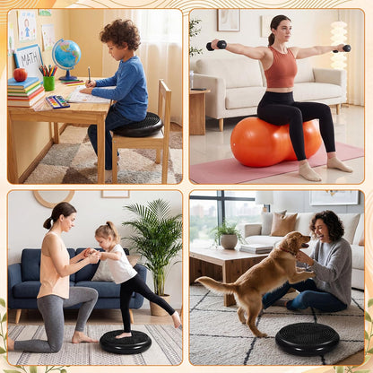 2 Pcs Peanut Ball and Wobble Cushion with Pump Set, Sensory Balance Disc Wiggle Seat for Kids and Adults, Flexible Seating for Exercise Physical, Child Training, Yoga