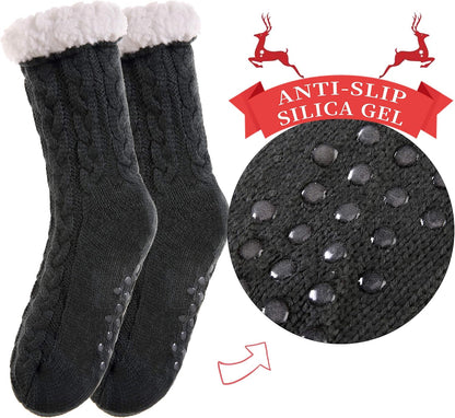 SDBING Women's Winter Super Soft Warm Cozy Fleece Lined Fuzzy Slipper Socks with Grippers