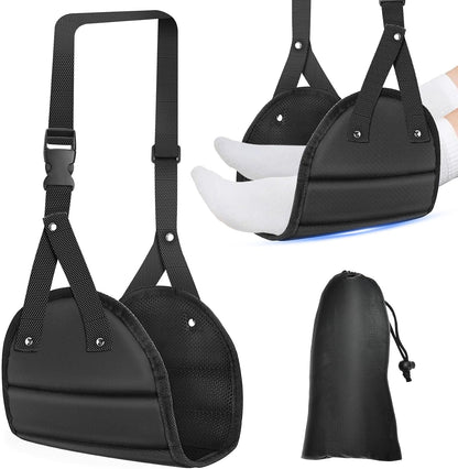 Travel Essentials for Women Men, 1 Pack Black Airplane Footrest Leg Foot Hammock Rest Travel Luggage Accessories Gadgets Under Desk Flying Long Fight Trip Seat Organizer Must Haves Gifts Kids Needs