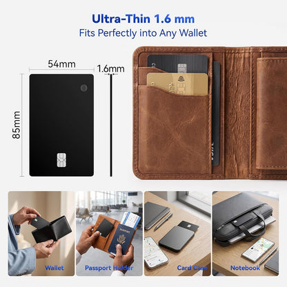 Dual-Platform Wallet Tracker Card, Wireless Rechargeable 0.07in Slim Tracking Card,Work with Apple Find My & Google's Find Hub, Item Locator, Credit Card Size Tracker, IP68 Waterproof, Keys, Bags