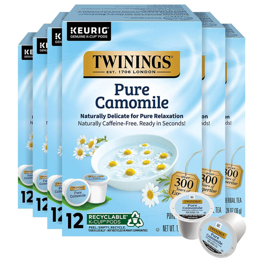 Twinings Pure Camomile Herbal Tea K-Cups for Keurig, 12 CT Box (6 Pack)