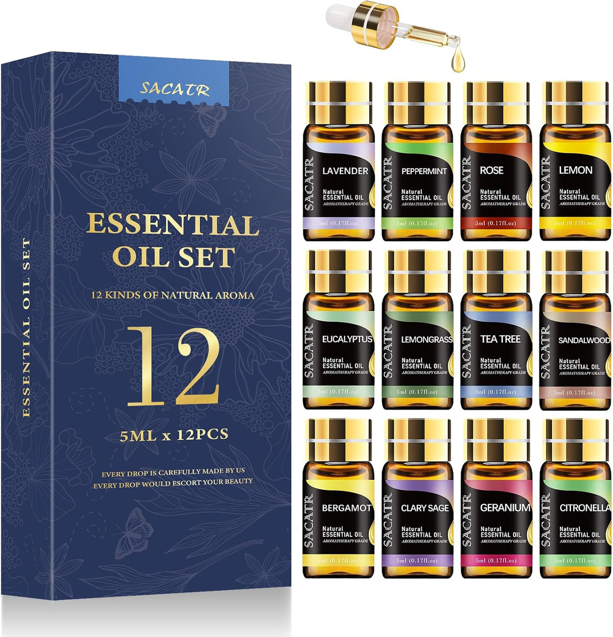 SACATR 60 Pcs Natural Essential Oil Sets,Fragrance Oil Scent (60 * 10ML)