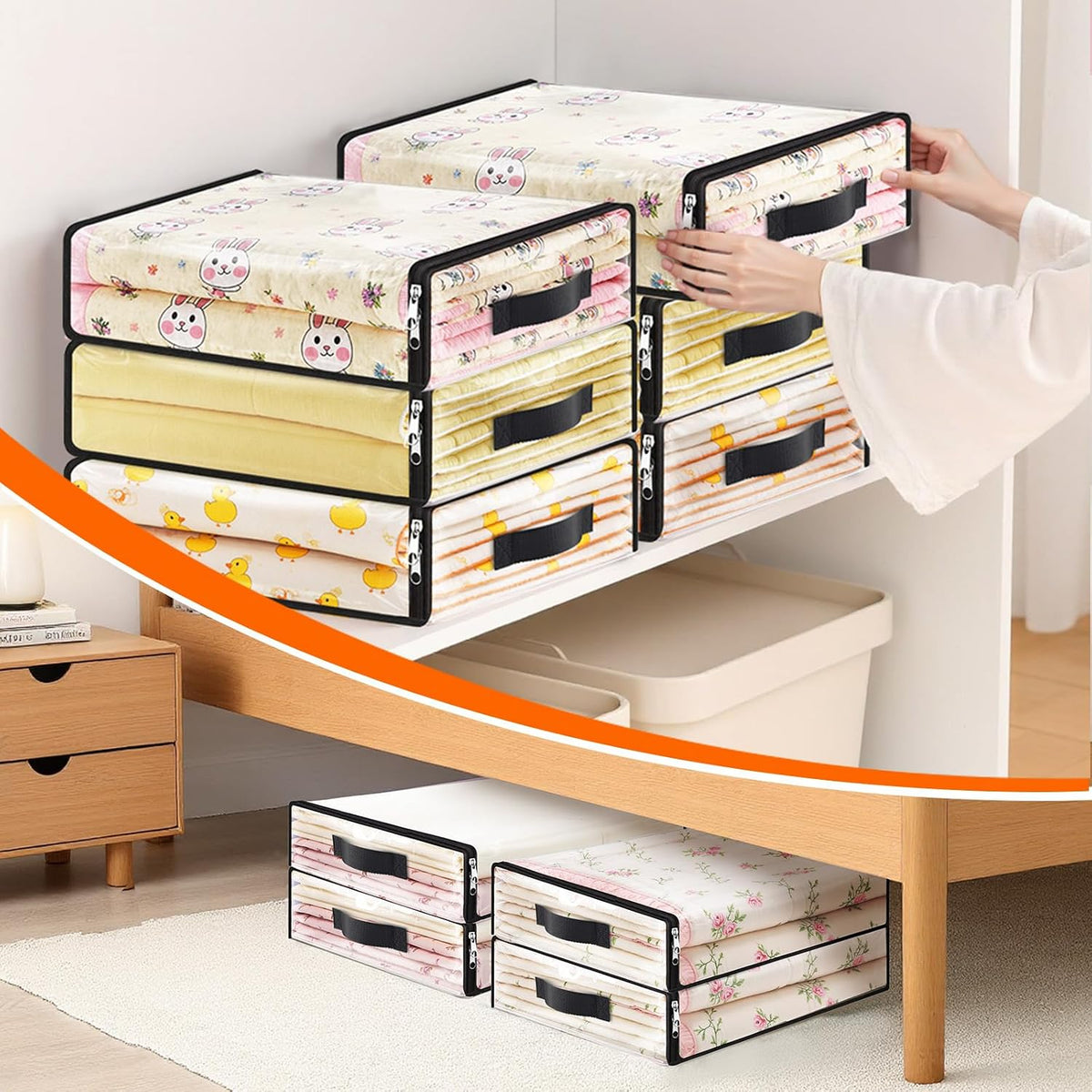 SpaceWhisper Clear Sheet Storage Bags, 6 Pack, 15.7 x 13.8 x 3.9 in