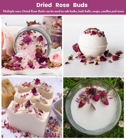 Dried Rose Petals & Dried Rose Buds, 8 oz/226 g