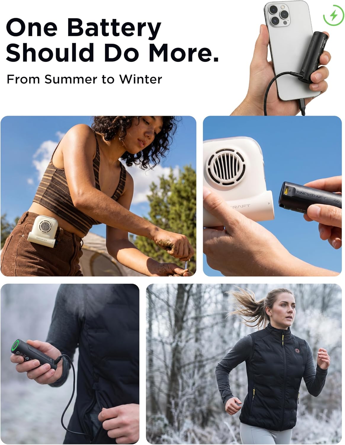 InoKraft Waist Fan with Swappable 4Ah Rechargeable Battery