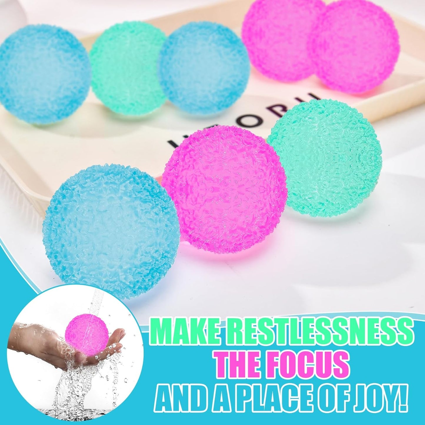 3Pcs Textured Stress Balls, Soft Sensory Fidget Toys Ball for Adults Kids