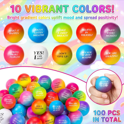 Sotiff 100 Pcs Motivational Balls Bulk for Adults, Ten Colors Inspirational