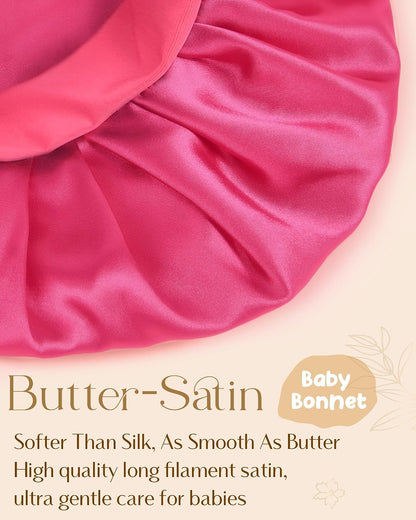 YANIBEST 2 PCS Baby Bonnet Silk Satin Bonnet for Kids Sleeping Cap Curly Natural Hair Silk Bonnets for Girls Boys Infant