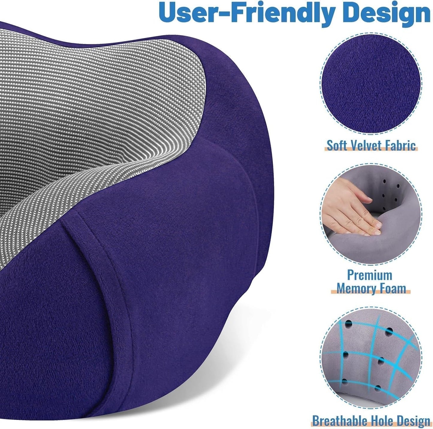 CloudBliss Travel Pillow for Airplane, Memory Foam Neck Pillow for Travel, Compact Flight Pillow with Eye Mask, Earplugs, Carry Bag, Travel Neck Pillow for Long Flight Sleep, Plane Accessories, Black