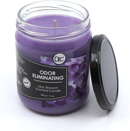 Vanilla Bean Odor Eliminating Highly Fragranced Candle - Eliminates 95% of Pet, Smoke, Food, and Other Smells Quickly - Up to 80 Hour Burn time - 12 Ounce Premium Soy Blend - Colors A