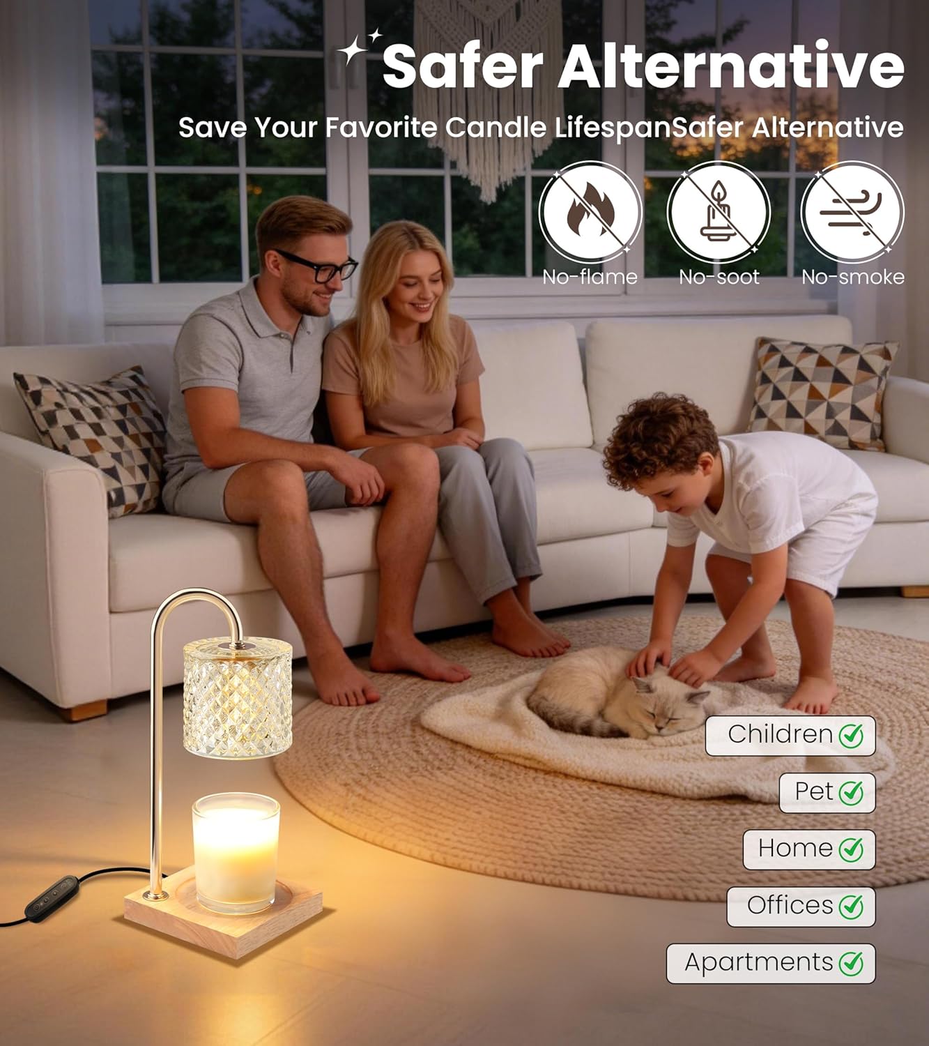 TigQiang Candle Warmer Lamp with Timer Dimmer, Birthday Gifts for Women Mom, House Warming Gifts, Elegant New Home Decor, Wax Warmer for Jar Candles, Heater Lamp for Scented Wax, Amber Glass