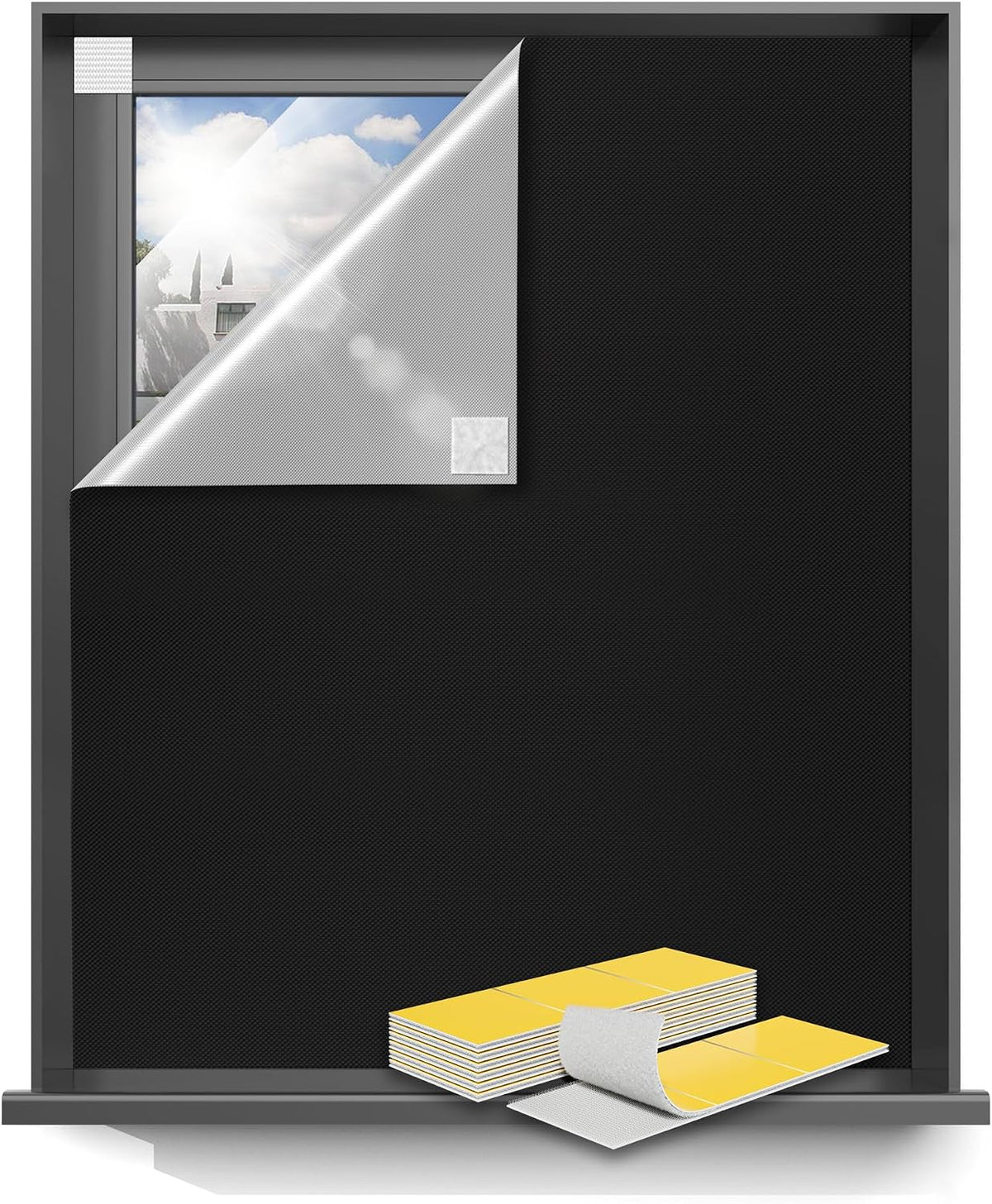 Sumobaby Blackout Curtains 63"x70" Portable No Drill Black Out Window Cover - Colors A