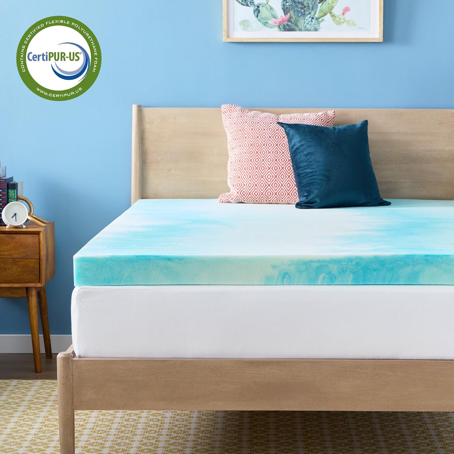 Linenspa Memory Foam Mattress Topper, Queen Size - 2 Inch Gel Infused Memory Foam - Plush Feel - Cooling and Pressure Relieving - CertiPUR Certified