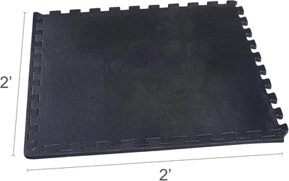 BalanceFrom Puzzle Exercise Mat 1/2" Thick, EVA Interlocking Foam Floor | Tiles for Home Gym, Mat for Home Workout Equipment, Floor Padding for Kids, Black, 24 in x 24 in x 1/2 in, 144 Sq Ft-36 Tiles