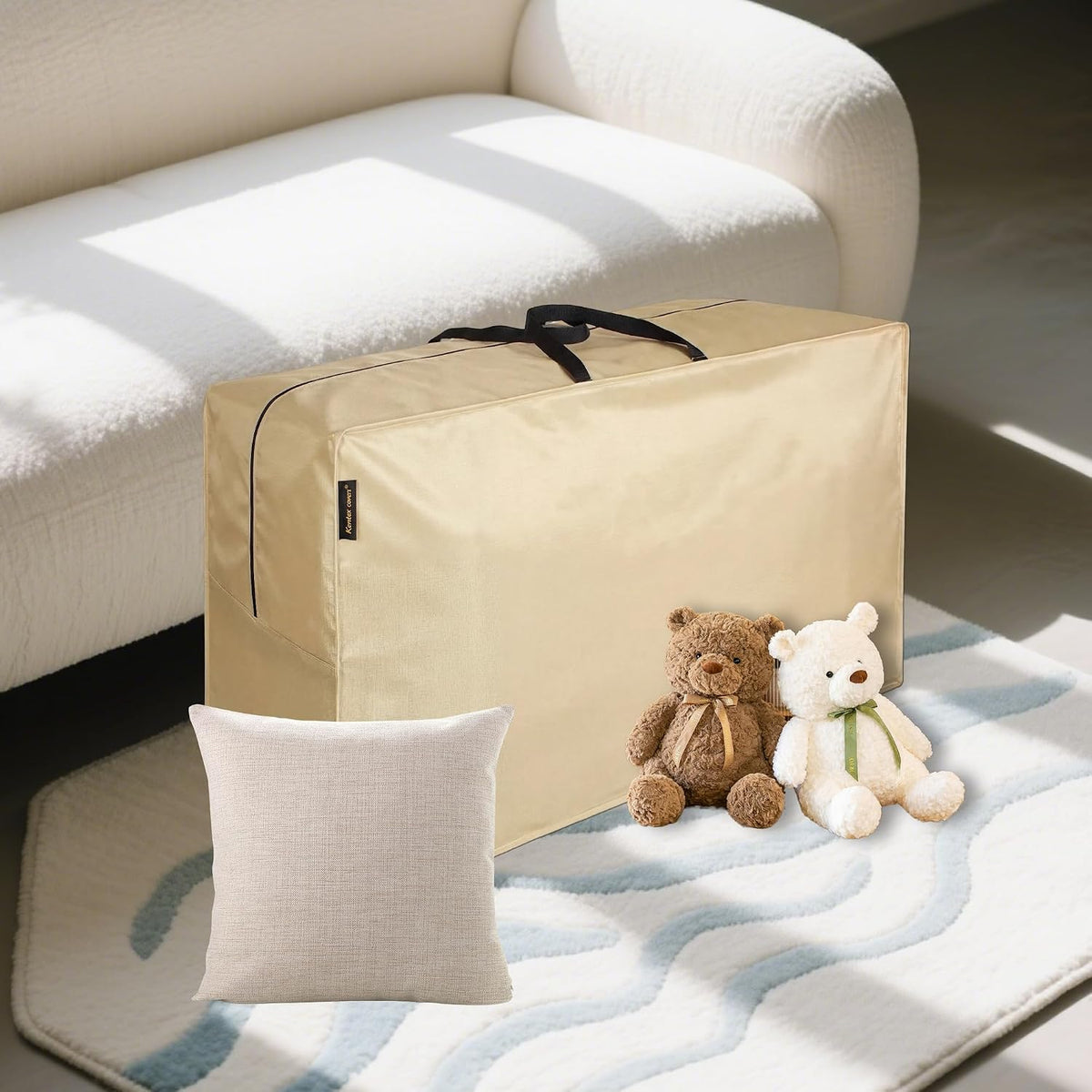 storagebag Patio Cushion Storage Bag, Outdoor Cushion Storage Bag,Waterproof Extra Large Furniture Storage Bag with Handle and Zipper, 48in L x 16in W x 22in H