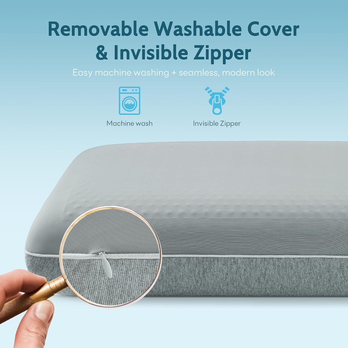 Gel Cooling Pillows for Hot Sleepers, Cooling Memory Foam Pillow with Reversible & Removable Cover, Cold Pillow for Side & Back Sleepers, All-Season Comfort, Standard Size(1 Pack), Grey