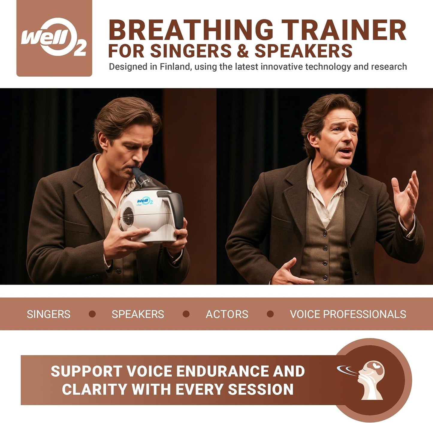 Breathing Trainer, Voice Training and Vocal Steamer for Singers, Actors, and Professionals with Warm Steam Intake, Portable