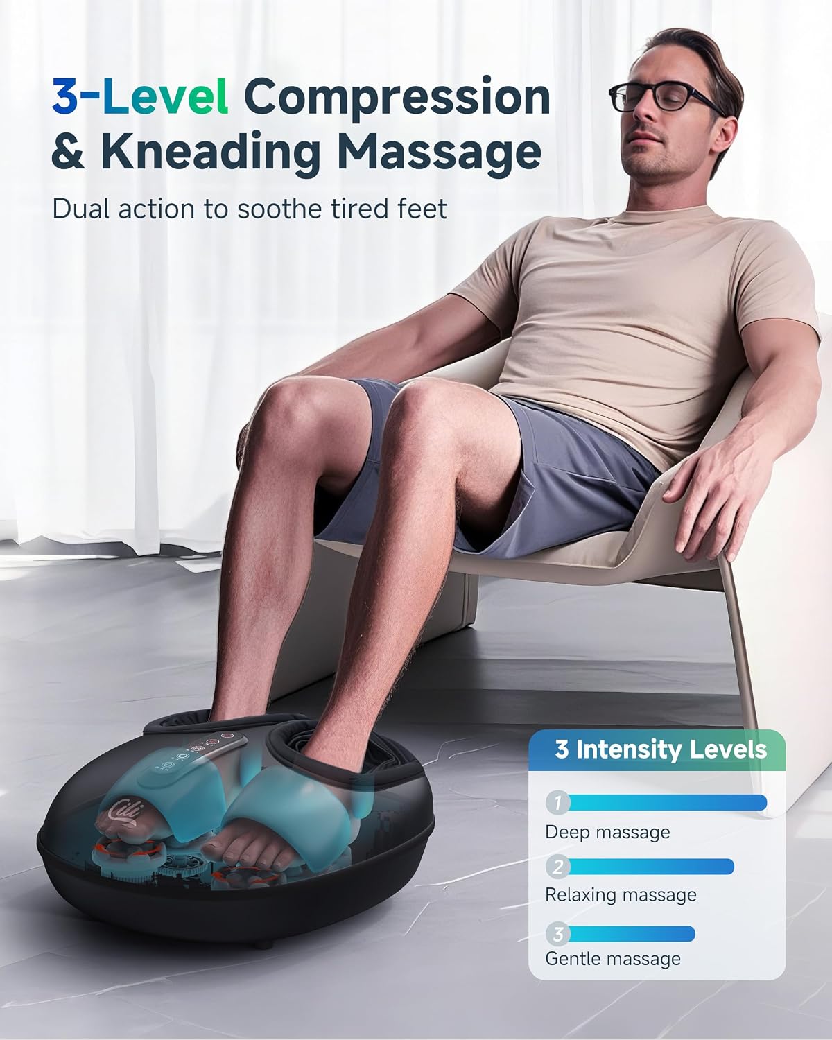 CILI Foot Massager with Heat, Shiatsu Foot Massager for Neuropathy & Plantar Fasciitis Relief, Gifts for Women Mom Dad,Heated Feet Massager with Deep Kneading,Compression,Vibration,FSA Eligible HSA