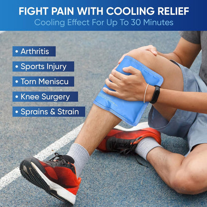 APEXUP Gel Ice Packs for Injuries Reusable, Flexible Double Sided Cold Packs for Injuries, Ice Pack for Knee, Shoulder, Back, Hip, Leg, Arm (Blue, 11"x7.1", 1PK)