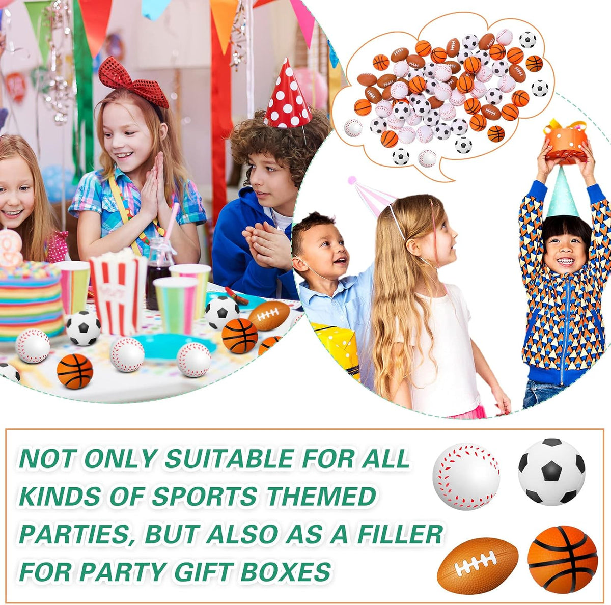 Jerify 120 Pack Mini Foam Sports Balls, Soccer Basketball Football Bulk