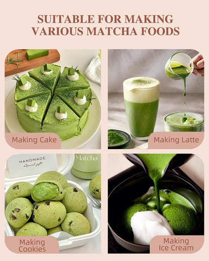 ZENS Matcha Whisk Set, Matcha Kit Set, Matcha Bowl with Spout, Bamboo Whisk & Scoop, Chasen Holder, 304 Sifter & Tea Mat, 6pcs Japaness Matcha Kit for Matcha Lovers, Birthday Gift, Pale Green