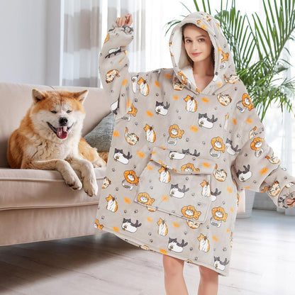 Fiosnow Sun and Moon Blanket Hoodies for Women and Men Adult Oversize Wearable Blanket Hoodies for Soft and Warm