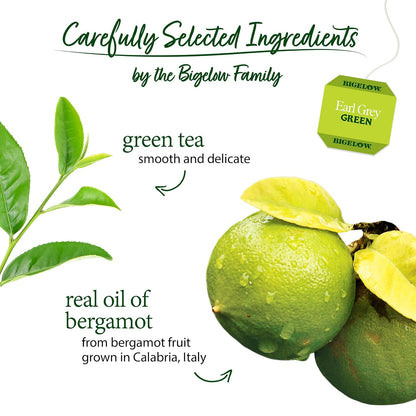 Bigelow Tea Earl Grey Green Tea, Caffeinated Tea, 20 Count (Pack of 6)