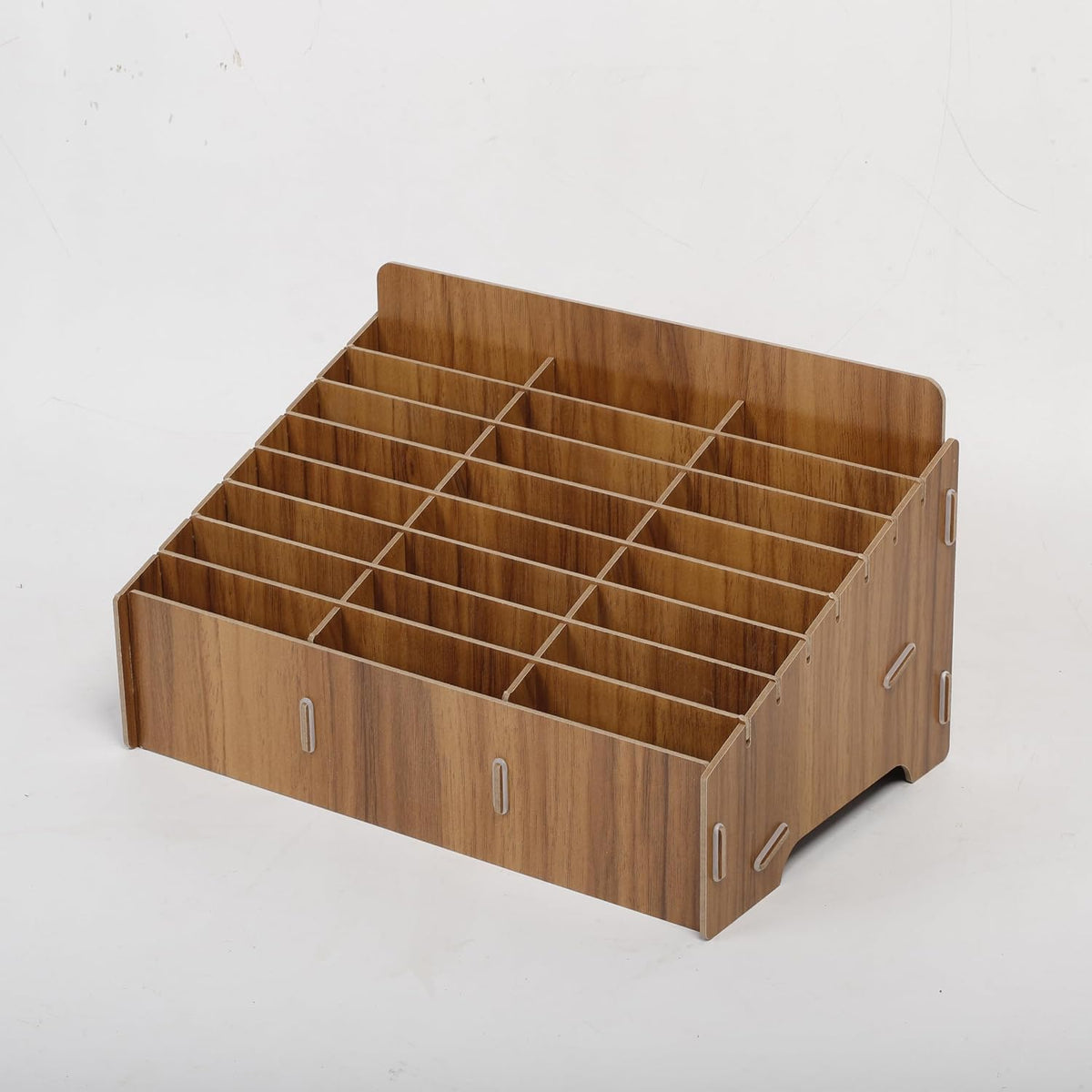 Wooden Display Cell Phone Rack, Phone Storage Rack Brown 12 Slot