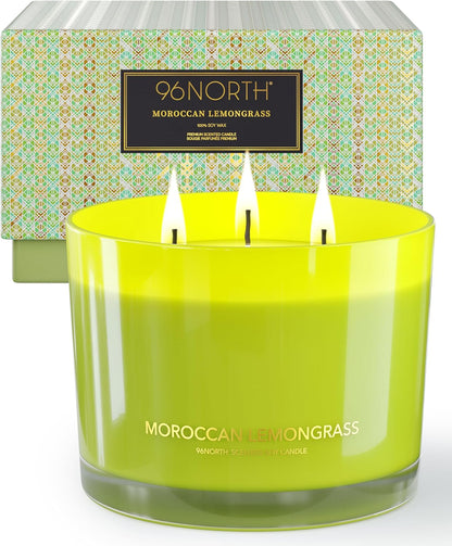 96NORTH Luxury Vanilla Soy Candles | Large 3 Wick Jar Candle | Up to 50 Hours Burning Time | 100% Natural Soy Wax | Relaxing Aromatherapy Aesthetic Candle | Housewarming Gift for Men and Women