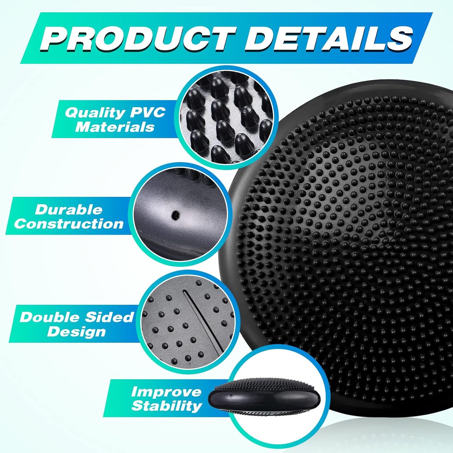 Leitee 10 Pcs Inflated Wobble Cushion Wiggle Seat Balance Disc with Needle Pump Adult Sensory Balance Cushion for Exercise Fitness Yoga Strengthen Core Stability Physical Therapy