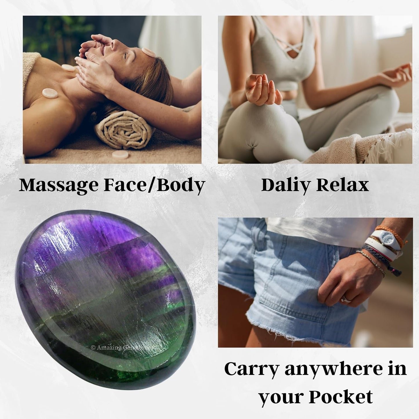 Amazing Gemstone Labradorite Thumb Worry Stone, Anxiety Stone, Healing Crystals - Piedra Crystal Fidget for Gift, Meditation, Calming, Relaxation, Stress Relief - Colors B