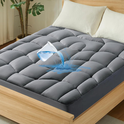 Unikome Ultra Soft Waterproof Mattress Pad King, Cooling Mattress Protector for Hot Sleepers, 5-Layers Noiseless Washable Mattress Cover with 8"-21" Deep Pocket (Light Blue, 78x80)