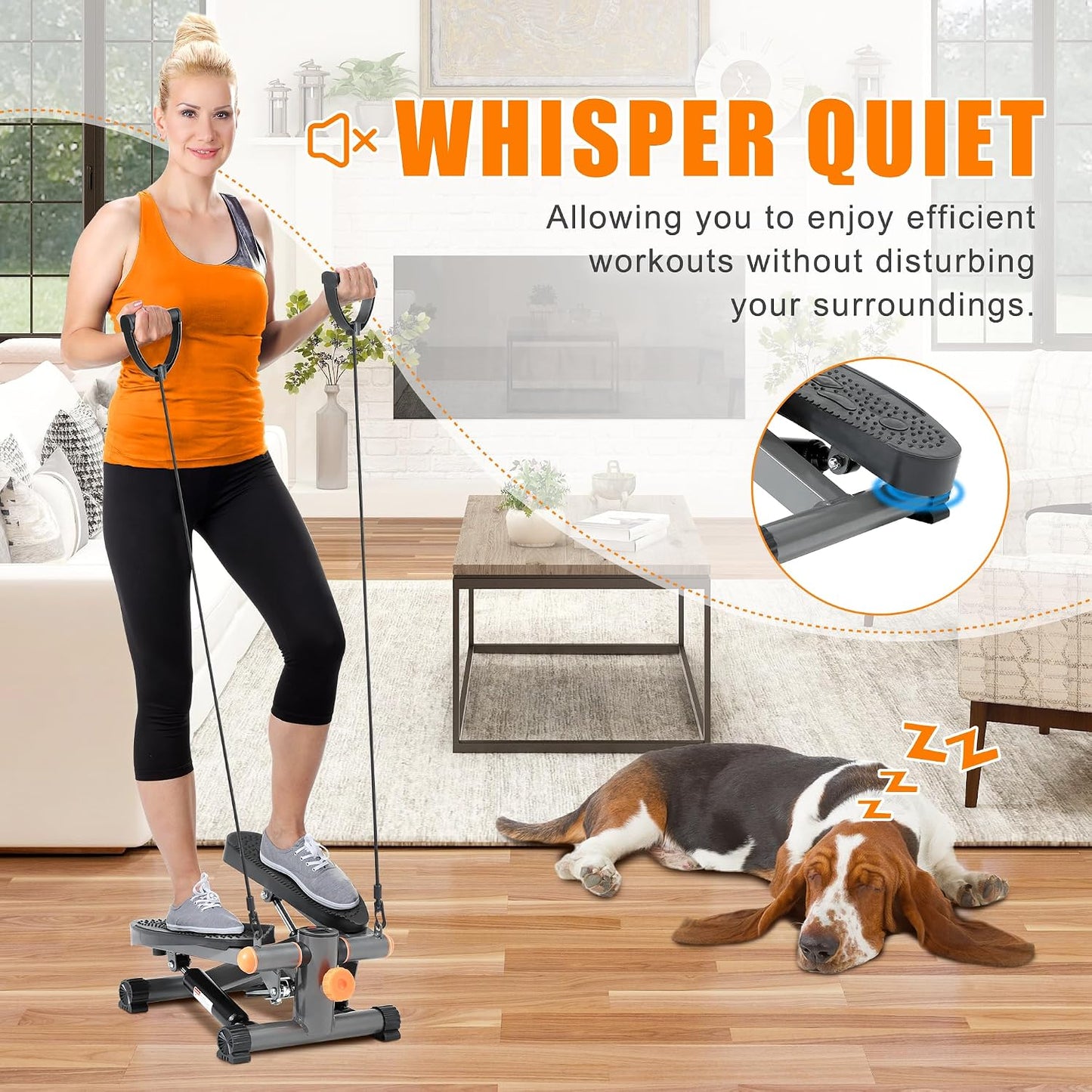 Stepper for Exercise at Home Mini Stair Stepper with Resistance Bands Exercise Equipment for Home Stair Climber Stepper Machine for Home Gym Cardio Equipment for Full Body Workout