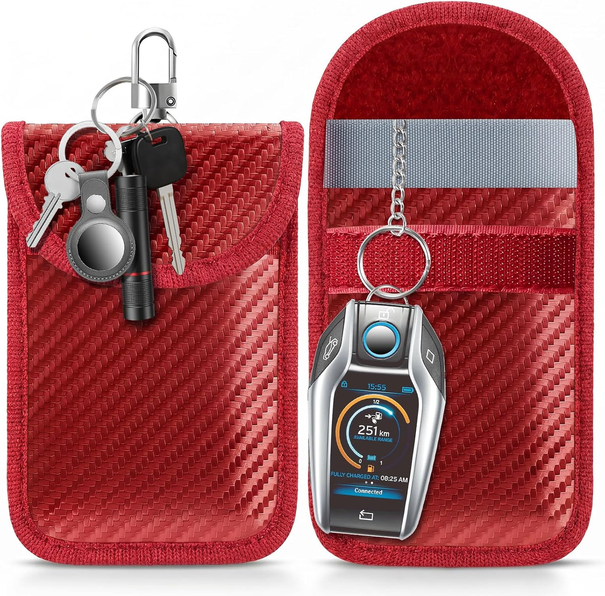 Faraday Pouch for Car Keys, Faraday Bag, Car RFID Signal Blocking Holder, Key Fob Protector, Key fob cage Block Signal Anti-Theft Fob Case (2 Pack)