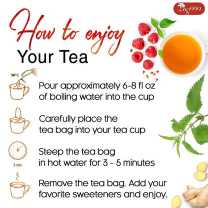 TOG999, 135 Premium Red Rooibos Tea Bags, 100% Natural & Pure from Rooibos Tea Leaves. Loose Leaf Rooibos Herbal Tea. Made with Natural Material Tea Bags. No Sugar, No Caffeine, No Gluten, Vegan.